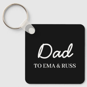 Daddy Personalised Black Kids Names Keychain