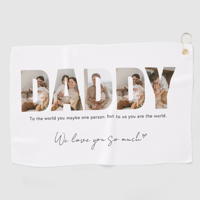 Daddy Photo Collage Father's Day Golf Towel (Horizontal)
