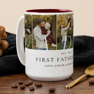 Daddy Photo Collage First Father's Day Keepsake Two-Tone Coffee Mug