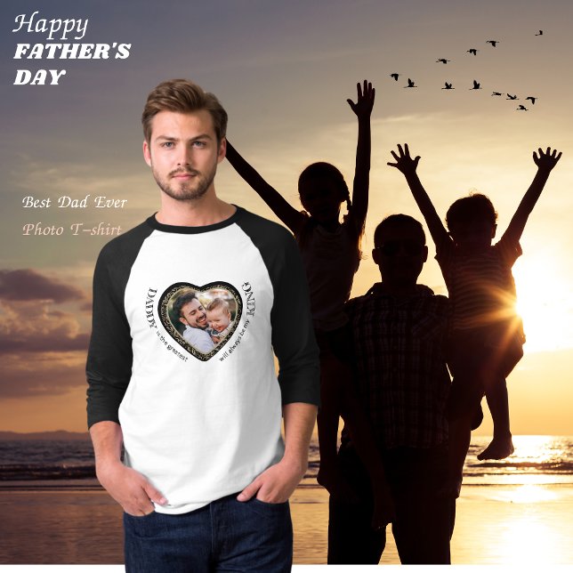Daddy Photo Heart Shape  T-Shirt (Daddy Photo Heart Shape T-Shirt (Front Full))