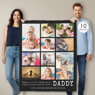 Daddy Quote 10 Photo Collage Personalised Fleece Blanket
