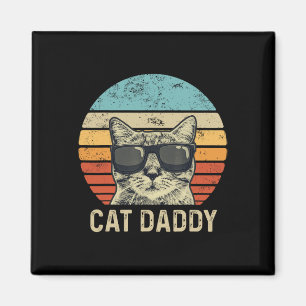 Daddy Retro Cat Sungles Cool Cat Dad Gift Fathers  Magnet