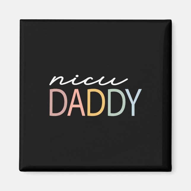 Daddy Retro Colourful Nicu Dad Boho Tiny Warrior  Magnet (Front)