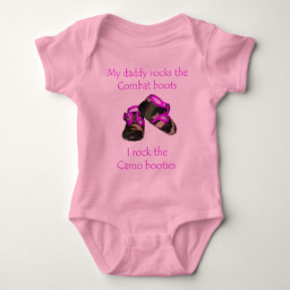 Daddy rocks combat boots baby  rocks camo booties baby bodysuit