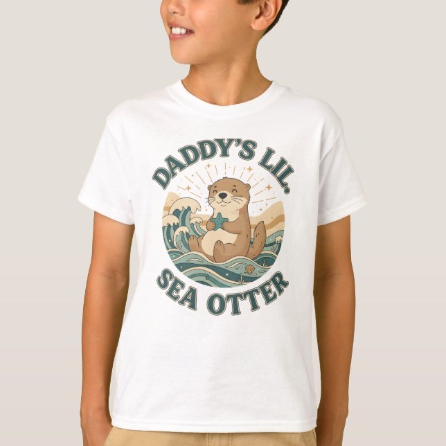 Daddy’s Lil’ Sea Otter Cute Ocean Animal T-Shirt (Front)