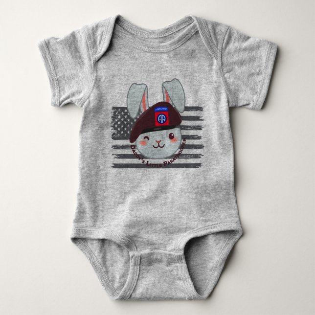 “Daddy’s Little 82nd Airborne Paratrooper” Baby Bodysuit (Front)