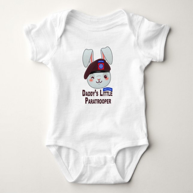 “Daddy’s Little Paratrooper Bunny” Baby Bodysuit (Front)