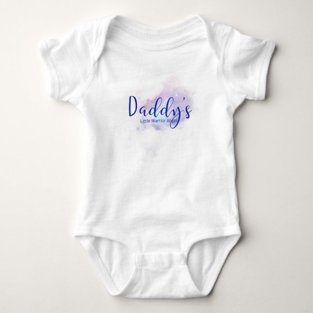 Daddy’s little warrior angel baby bodysuit  (Front)