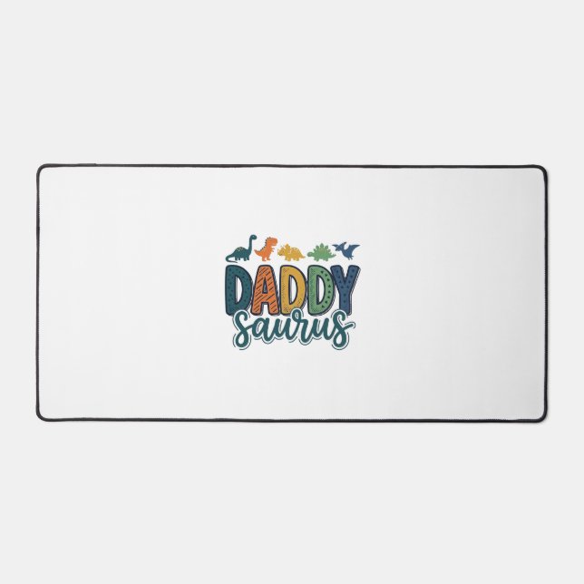 Daddy Saurus Cute Dinosaur Dad Vector Design_1 Desk Mat (Front)