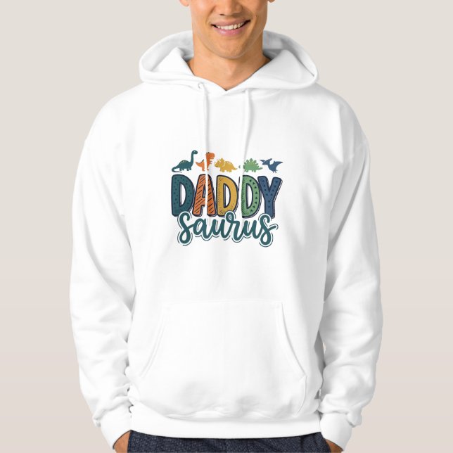 Daddy Saurus Cute Dinosaur Dad Vector Design_1 Hoodie (Front)