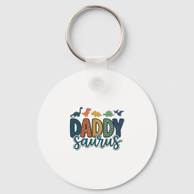 Daddy Saurus Cute Dinosaur Dad Vector Design_1 Key Ring (Front)