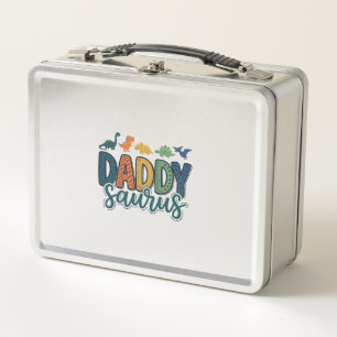 Daddy Saurus Cute Dinosaur Dad Vector Design_1 Metal Lunch Box