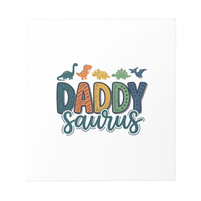 Daddy Saurus Cute Dinosaur Dad Vector Design_1 Notepad (Front)