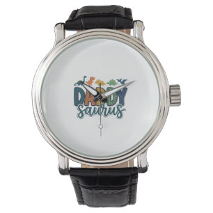 Daddy Saurus Cute Dinosaur Dad Vector Design_1 Watch