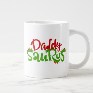 Daddy Saurus Dinosaur Lettering Large Coffee Mug