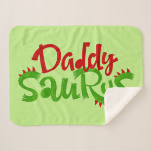Daddy Saurus Dinosaur Lettering Sherpa Blanket