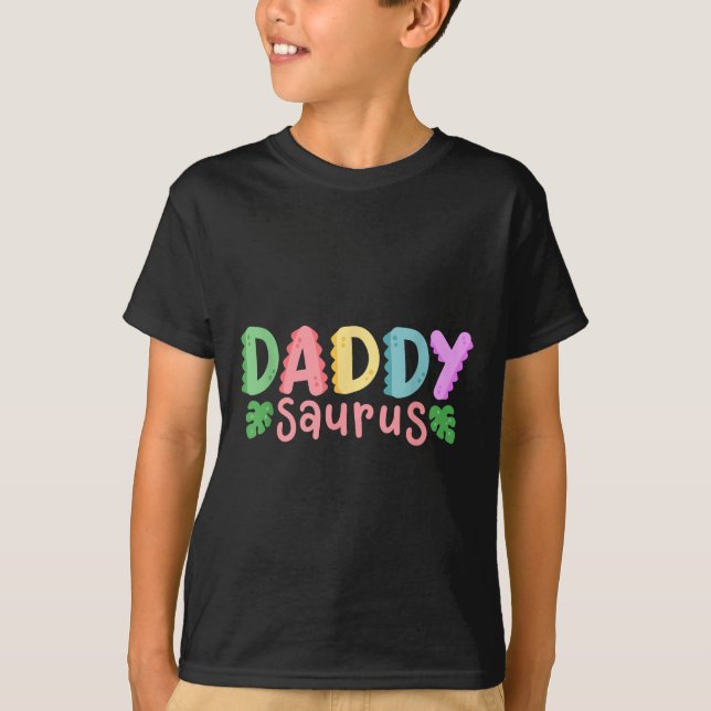 Daddy Saurus Kids Dinosaur Birthday Party Family M T-Shirt (Front)