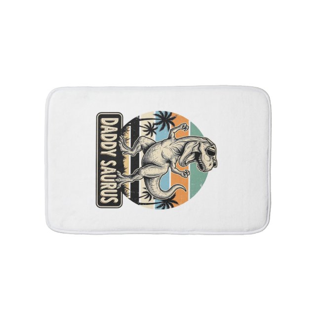 Daddy Saurus Retro Dinosaur Sunset Shirt Design_1 Bath Mat (Front)