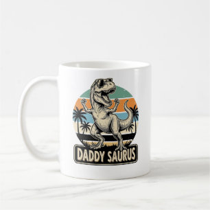 Daddy Saurus Retro Dinosaur Sunset Shirt Design_1 Coffee Mug