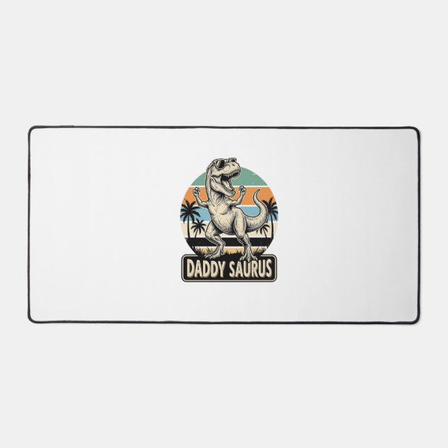 Daddy Saurus Retro Dinosaur Sunset Shirt Design_1 Desk Mat (Front)
