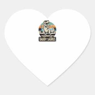 Daddy Saurus Retro Dinosaur Sunset Shirt Design_1 Heart Sticker