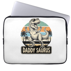 Daddy Saurus Retro Dinosaur Sunset Shirt Design_1 Laptop Sleeve