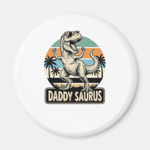 Daddy Saurus Retro Dinosaur Sunset Shirt Design_1 Magnet
