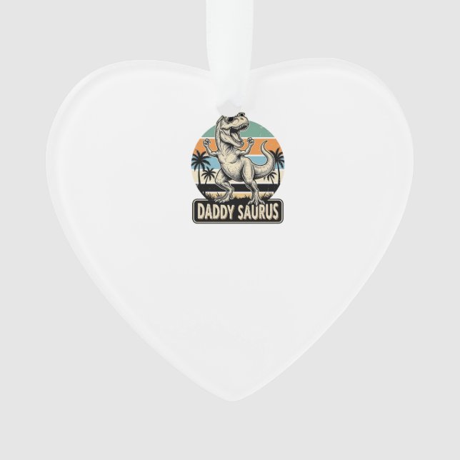 Daddy Saurus Retro Dinosaur Sunset Shirt Design_1 Ornament (Front)