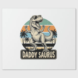 Daddy Saurus Retro Dinosaur Sunset Shirt Design_1 Wrapping Paper