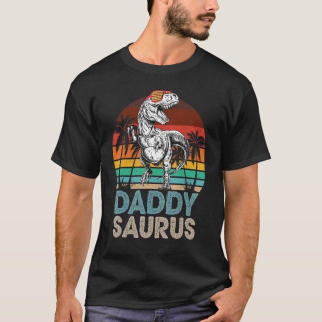 Daddy Saurus Rex Dinosaur Matching Family Retro Vi T-Shirt (Front)