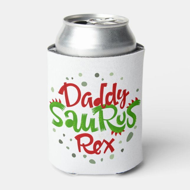 Daddy Saurus Rex Illustration Can Cooler (Can Front)
