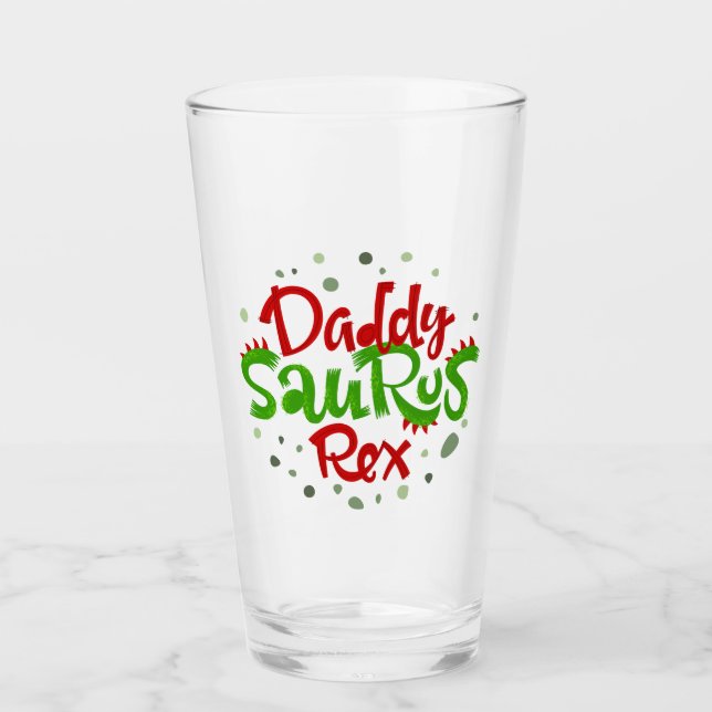 Daddy Saurus Rex Illustration Glass (Front)