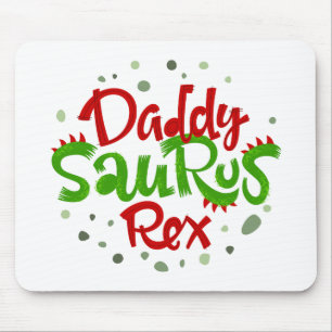 Daddy Saurus Rex Illustration Mouse Pad