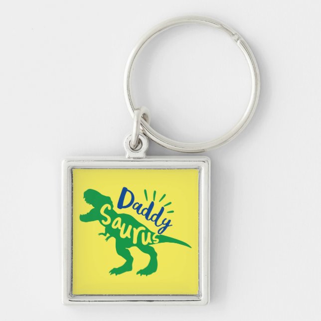 Daddy Saurus T-Rex Silhouette Key Ring (Front)