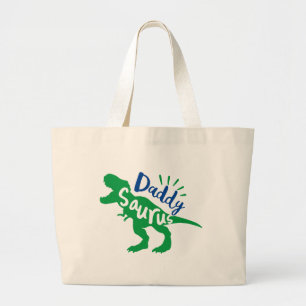 Daddy Saurus T-Rex Silhouette Large Tote Bag