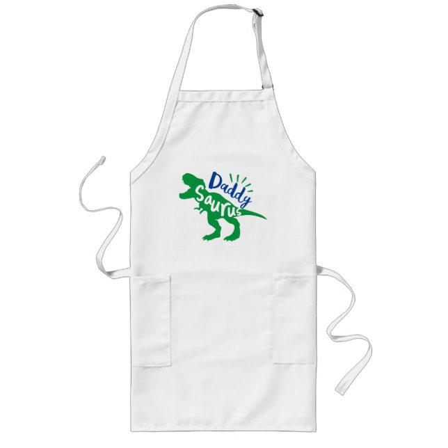 Daddy Saurus T-Rex Silhouette Long Apron (Front)