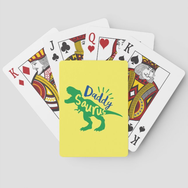 Daddy Saurus T-Rex Silhouette Playing Cards (Back)