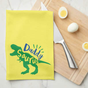 Daddy Saurus T-Rex Silhouette Tea Towel