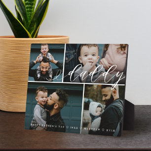 Daddy Script   Happy Fathers Day 4 Photo Collage Plaque