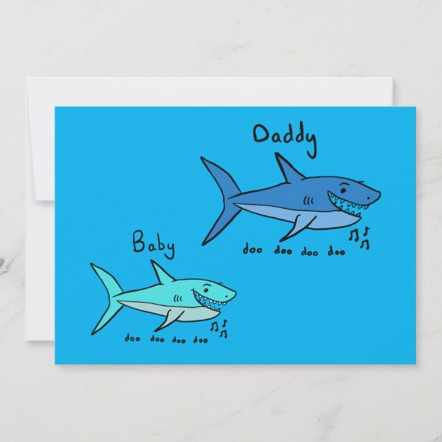 Daddy Shark & Baby Shark Blue Father's Day Card (Front)