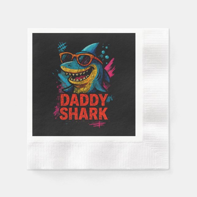 Daddy Shark Father's Day Gifts Napkin (Front)