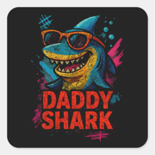 Daddy Shark Father's Day Gifts Square Sticker