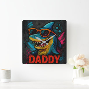 Daddy Shark Father's Day Gifts Square Wall Clock