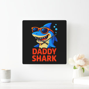 Daddy Shark Father's Day Gifts Square Wall Clock