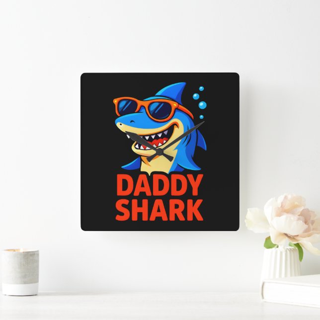 Daddy Shark Father's Day Gifts Square Wall Clock (Home)
