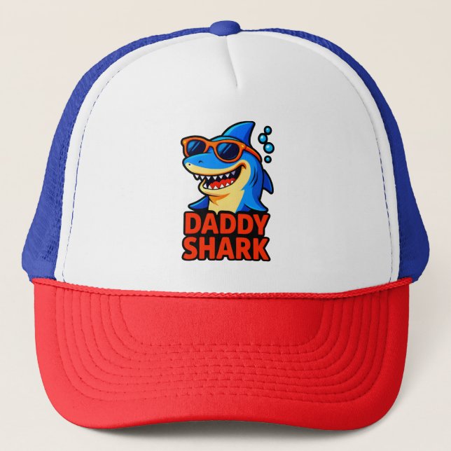 Daddy Shark Father's Day Gifts Trucker Hat (Front)