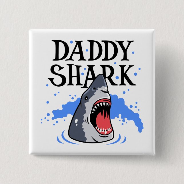 Daddy Shark - Great White 15 Cm Square Badge (Front)