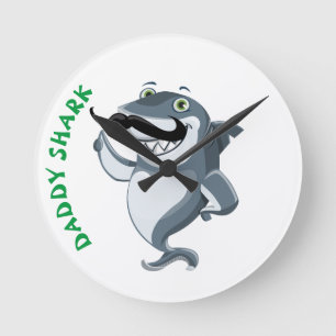 Daddy Shark Round Clock