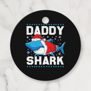 Daddy Shark Santa Fathers Day Favour Tags