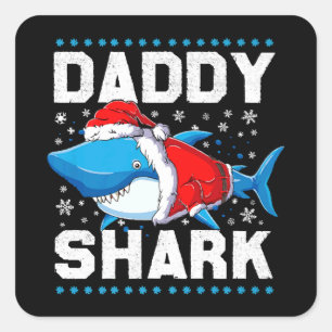 Daddy Shark Santa Fathers Day Square Sticker